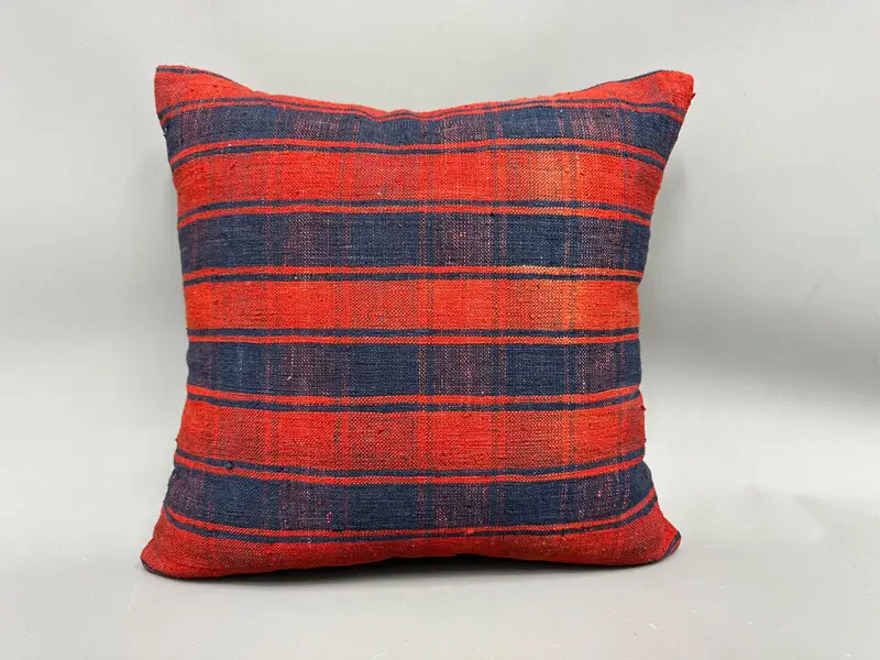 Kilim Cushion Sham, 18x18 Red Pillow, Pillow for Couch, Vintage Kilim Pillow, Bohemian Cushion Pillow Cover, Armchair Cushion Case, Pillow Case - 4
