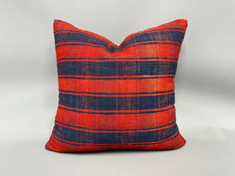 Kilim Cushion Sham, 18x18 Red Pillow, Pillow for Couch, Vintage Kilim Pillow, Bohemian Cushion Pillow Cover, Armchair Cushion Case, Pillow Case - 1