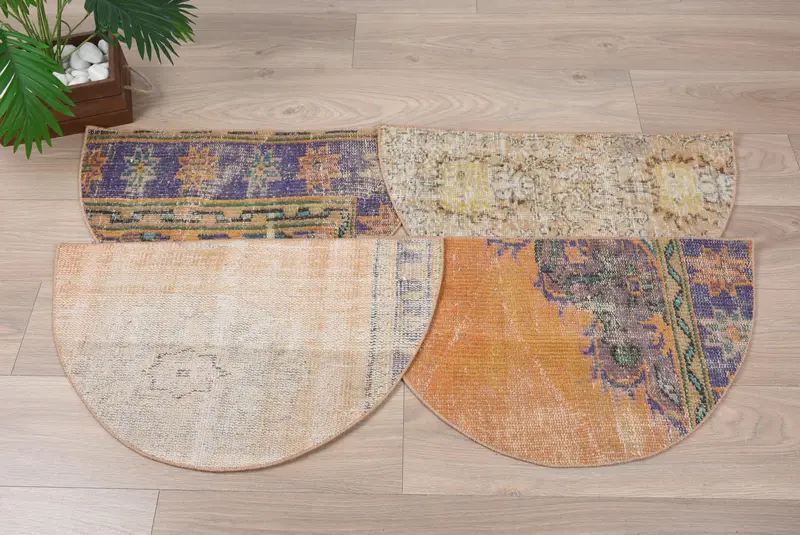 Çevre dostu vintage kilim halı, el yapımı giriş paspası