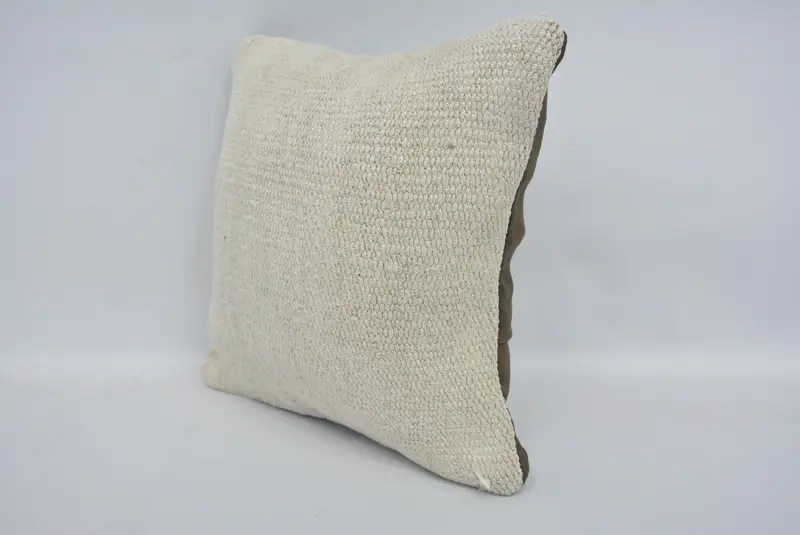 Pillow for Couch, Accent Throw Pillow, Farmhouse Pillow Cover, Pillow Sham, 12x12 White Cushion, Ethnical Kilim Rug Pillow, Handmade Kilim Cushion - 4