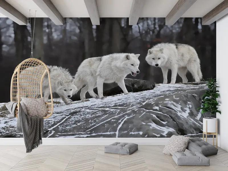 Elegant Wolf Lover Printed Wallpaper: Farmhouse Wild Animal Decor