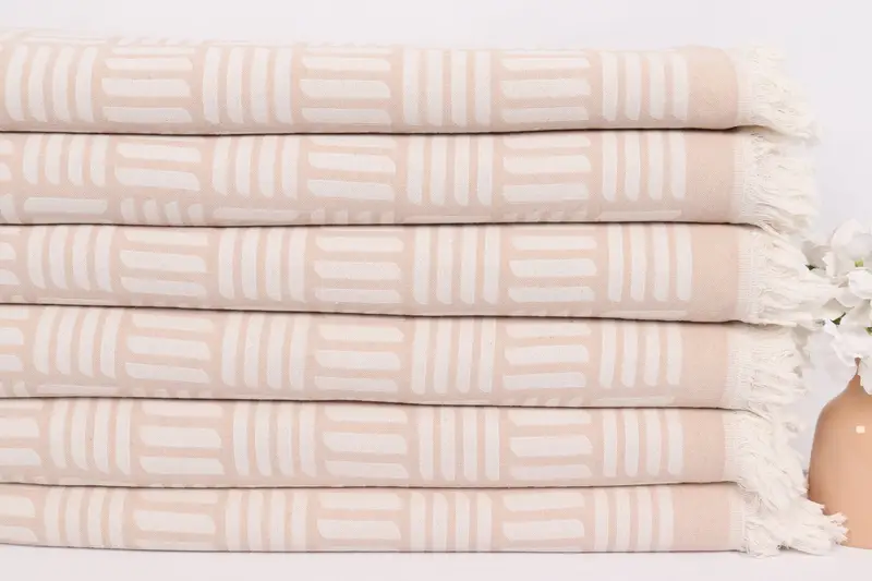 Organic Throw, Bedspread, Engagement Gift, Custom Wedding Gift From Bridesmaid, 96x88 Cotton Geometric Towel, Tablecloth, Throw Blanket Couch - 3
