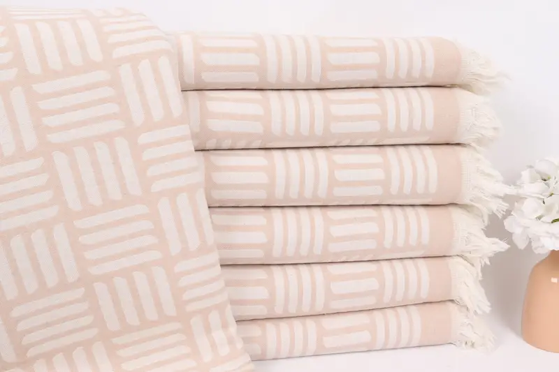 Organic Throw, Bedspread, Engagement Gift, Custom Wedding Gift From Bridesmaid, 96x88 Cotton Geometric Towel, Tablecloth, Throw Blanket Couch - 1