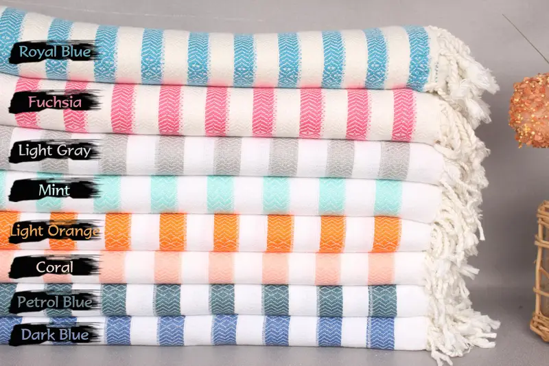 Bridesmaid Proposal Gift, Striped Organic Cotton Towel, 36x71 Inches