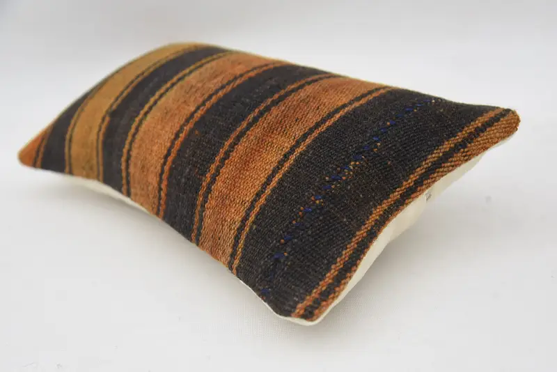 Turkish Kilim Pillow, Boho Pillow Sham Cover, Garden Cushion Cover, Cozy Throw Cushion, Pillow, 8x16 Brown Pillow Case, Pillow for Couch - 6