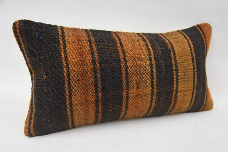 Turkish Kilim Pillow, Boho Pillow Sham Cover, Garden Cushion Cover, Cozy Throw Cushion, Pillow, 8x16 Brown Pillow Case, Pillow for Couch - 2