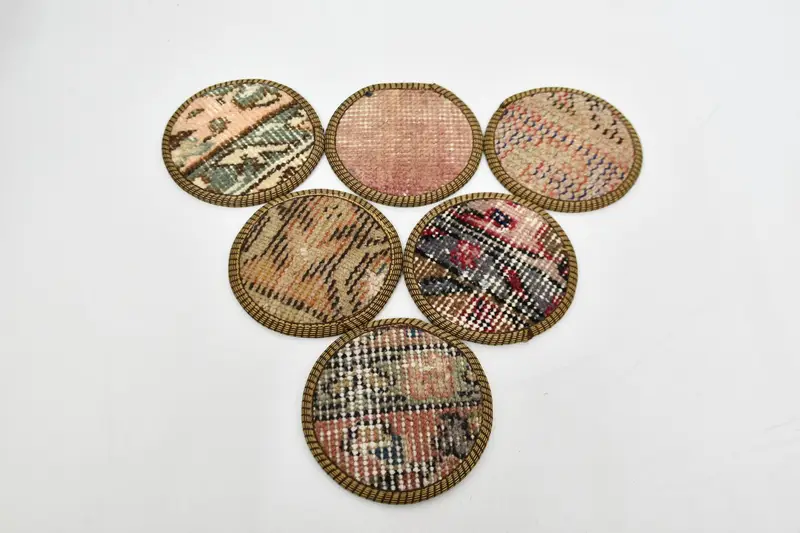 エレガントなブルーとグリーンのコースター、スタイリッシュで耐久性のあるラグコースター