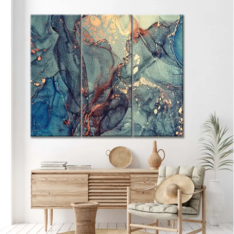 Messy Abstract Canvas, Color Mess Wall Art, Mixing Acrylic Paints, Abstract Fluid Art, Color Waves Abstract Art, Marble Abstract Poster - 1