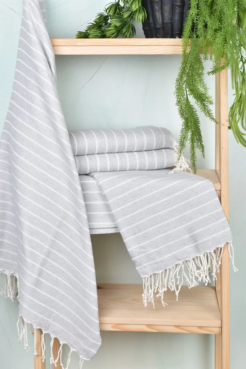 Custom Towel, Organic towel, Handmade Turkish hammam towel, Custom Beach Towels, Anniversary Gift For Her, Gift For Her, 70x40 Cotton Striped Towel - 6