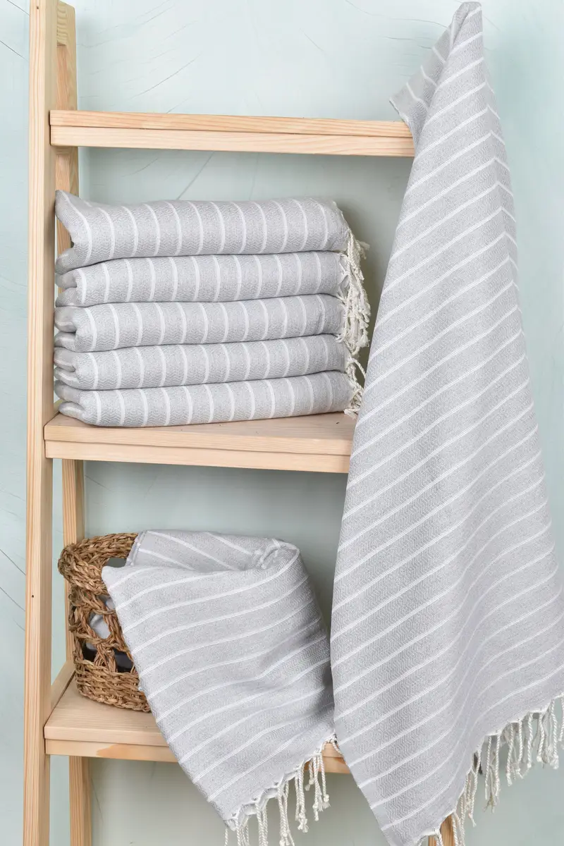 Custom Towel, Organic towel, Handmade Turkish hammam towel, Custom Beach Towels, Anniversary Gift For Her, Gift For Her, 70x40 Cotton Striped Towel - 3