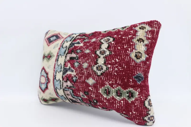 Cushion Cover, Turkish Pillow, Garden Pillow Cover, Wool Kilim Pillow Pillow Cover, 16x24 Red Cushion Cover, Pillow for Sofa, Pillow for Couch - 4
