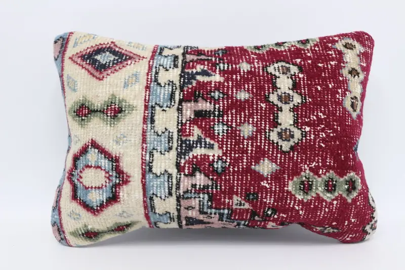 Cushion Cover, Turkish Pillow, Garden Pillow Cover, Wool Kilim Pillow Pillow Cover, 16x24 Red Cushion Cover, Pillow for Sofa, Pillow for Couch - 1