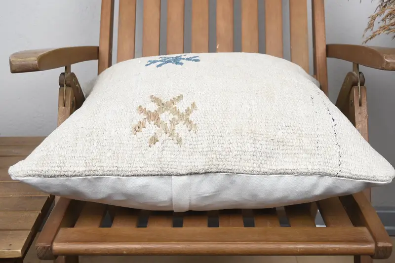 Pet Cushion Case, Vintage Pillow, Gift Pillow, Yoga Cushion Cover, Turkish Pillow, Cushion Case, Handwoven Pillow Cover, 20x20 Beige Pillow Case - 5