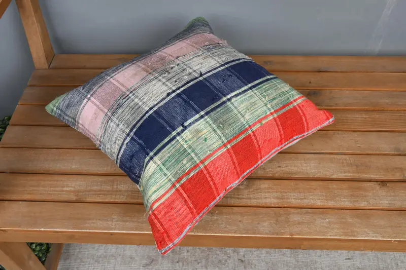 Boho Pillow, Cushion Case, 16x16 Blue Cushion, Antique Pillows, Kilim Pillow Cover, Turkish Corner Cushion, Muted Pillow, Patio Pillow Case - 2
