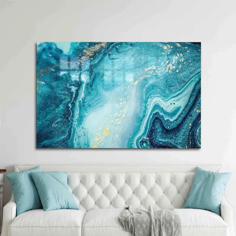 Vidrio impreso de mármol de lujo contemporáneo - Diseño de mármol azul