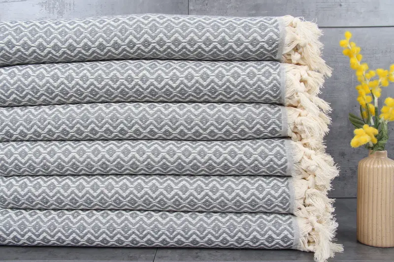 Wholesale Diamond Peshtemal Bath Towel, Dark Gray, 40x71 Inches
