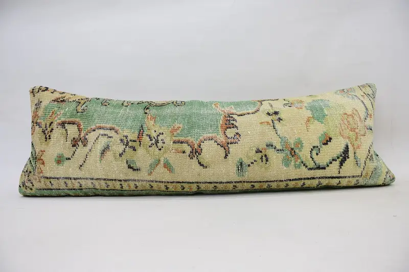 Vintage 16x48 inch Euro Sham, Beige Antique Pillow Cover - 1