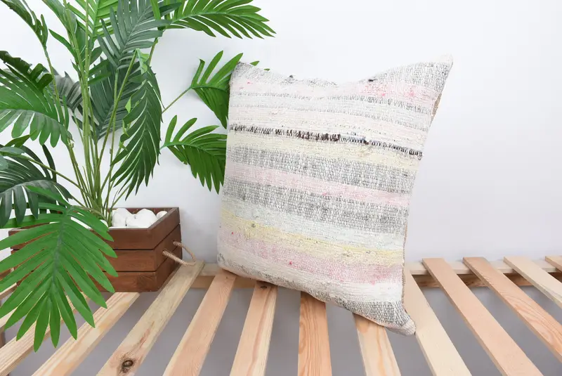 Pattern Throw Pillow, 18x18 White Cushion, Gift Pillow, Throw Kilim Pillow, Cushion, Handmade Kilim Cushion, Sofa Bolster Pillow Sham - 5