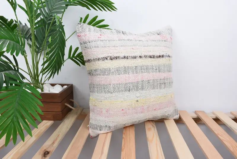 Pattern Throw Pillow, 18x18 White Cushion, Gift Pillow, Throw Kilim Pillow, Cushion, Handmade Kilim Cushion, Sofa Bolster Pillow Sham - 4