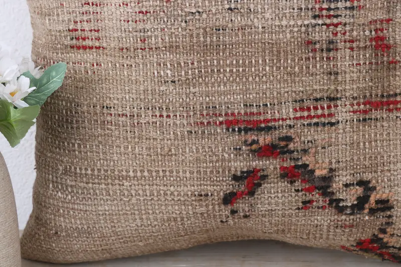 Vintage Kilim Pillow, Accent Throw Cushion, Cushion, Kilim Pillow Cover, 16x16 Brown Pillow Cover, Patio Cushion Cover, Turkish Kilim Pillow - 3