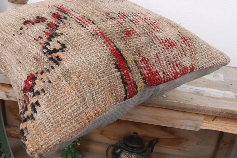 Vintage Kilim Pillow, Accent Throw Cushion, Cushion, Kilim Pillow Cover, 16x16 Brown Pillow Cover, Patio Cushion Cover, Turkish Kilim Pillow - 6