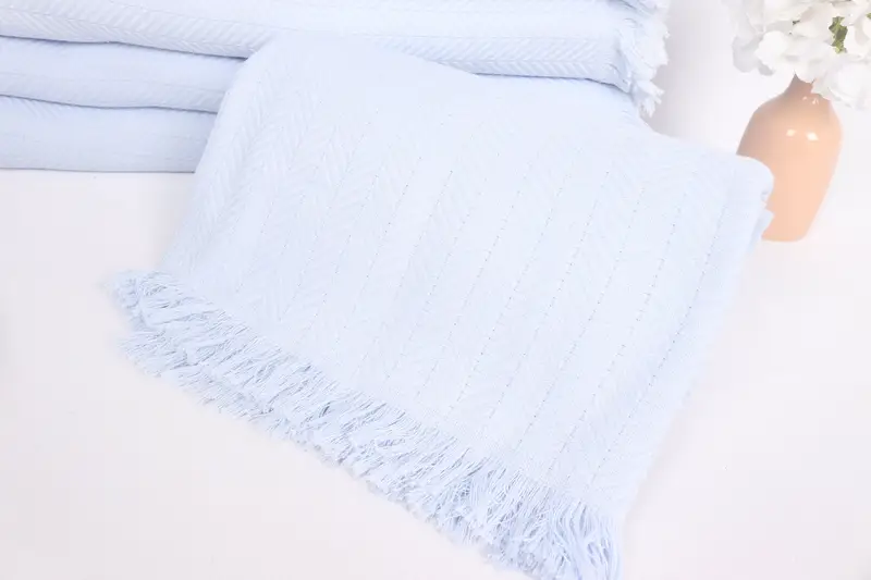 Wedding Gift Ideas, Bachelorette Gifts, Woven Throw Blanket, Monogram Blanket, Best Friend Wedding Gift, 76x56 Cotton Stonewashed Chevron Towel - 4
