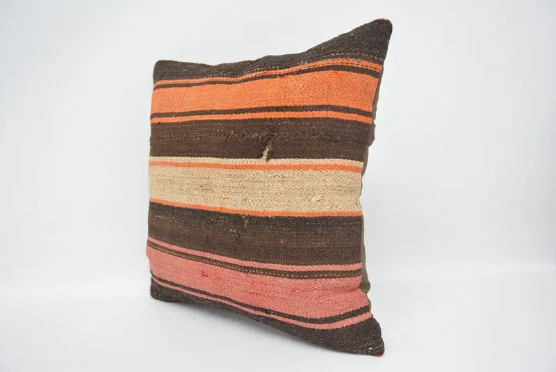 16x16 Brown Cushion Cover, Gift Pillow, Boho Pillow Sham Cover, Handmade Kilim Cushion, Car Pillow Case, Handmade Pillow Sham, Pillow Cover - 4