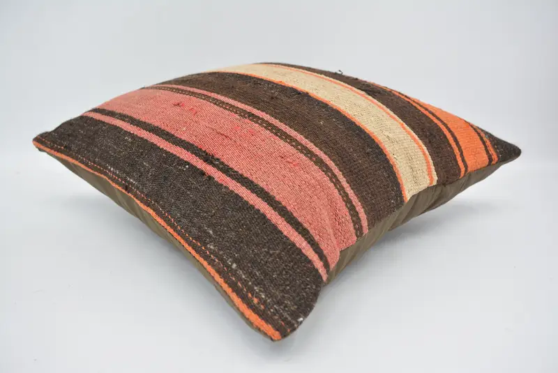 16x16 Brown Cushion Cover, Gift Pillow, Boho Pillow Sham Cover, Handmade Kilim Cushion, Car Pillow Case, Handmade Pillow Sham, Pillow Cover - 6