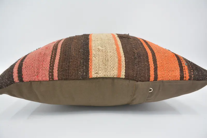 16x16 Brown Cushion Cover, Gift Pillow, Boho Pillow Sham Cover, Handmade Kilim Cushion, Car Pillow Case, Handmade Pillow Sham, Pillow Cover - 5