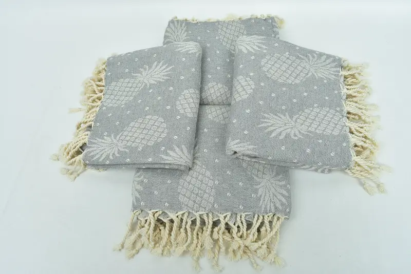 Mutlu Noel Hediyeleri, Türk Havlu Plajı, Özel Düğün Havlu, Özel Havlu, Spa Havlu, Kum Dayanıklı Havlu, 80x40 Pamuk Ananas Tasarım Havlusu - 7