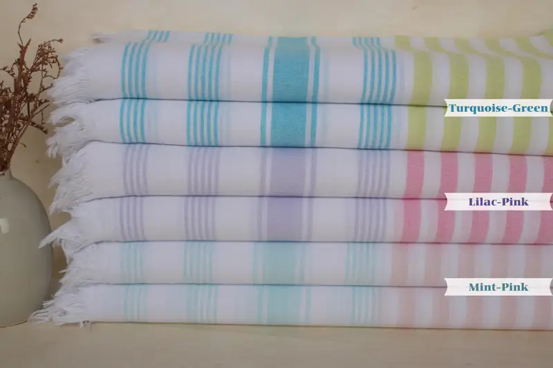 Home Decor Towel, Bridal Shower Gift, Peshtemal beach towel with unique design, Custom Towel, Sand-free towel, 36x7 Cotton Striped Towel - 1
