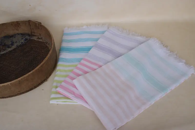 Home Decor Towel, Bridal Shower Gift, Peshtemal beach towel with unique design, Custom Towel, Sand-free towel, 36x7 Cotton Striped Towel - 6