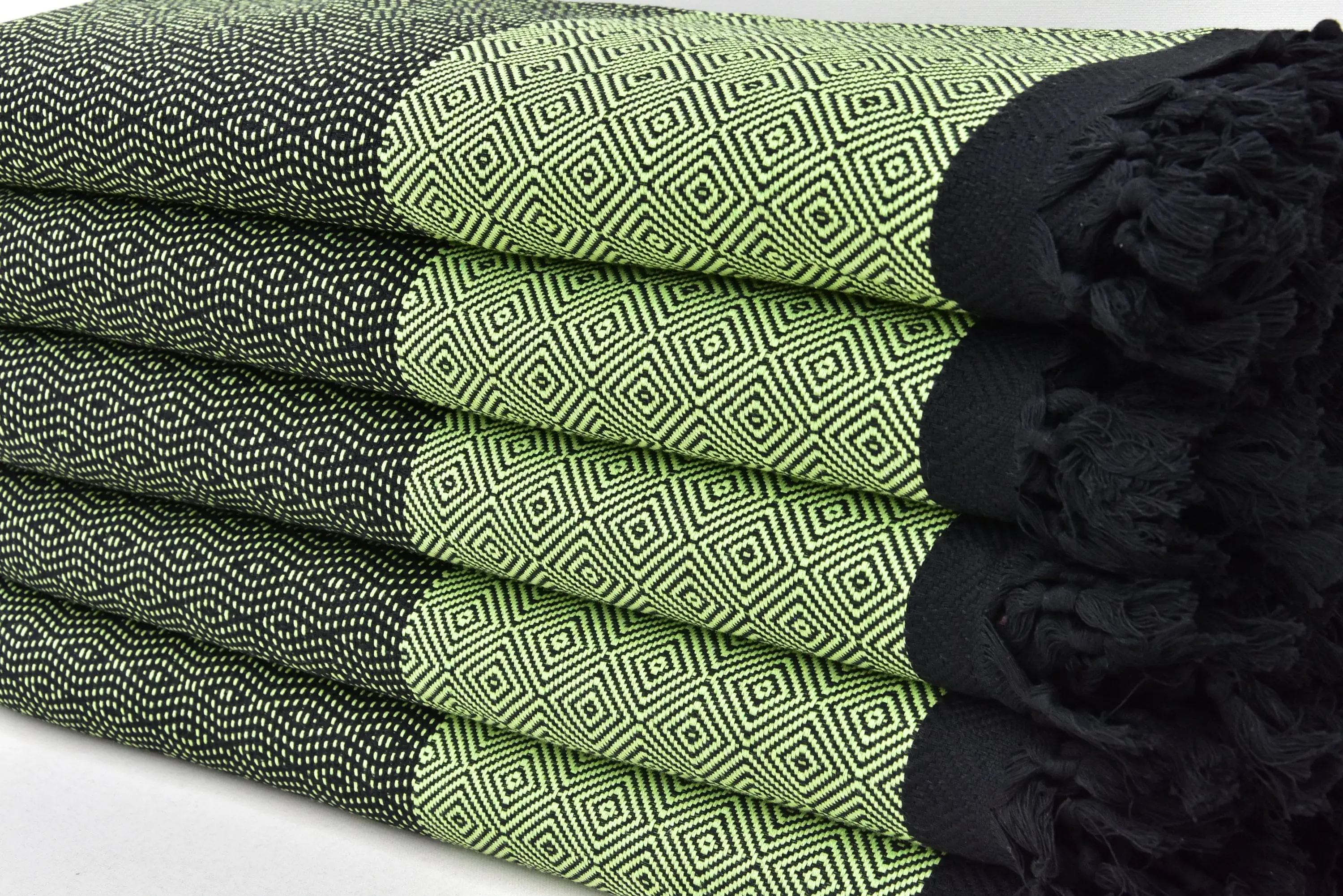 Turkish Cotton Geometric Patterned Blanket, 79x95 - 1
