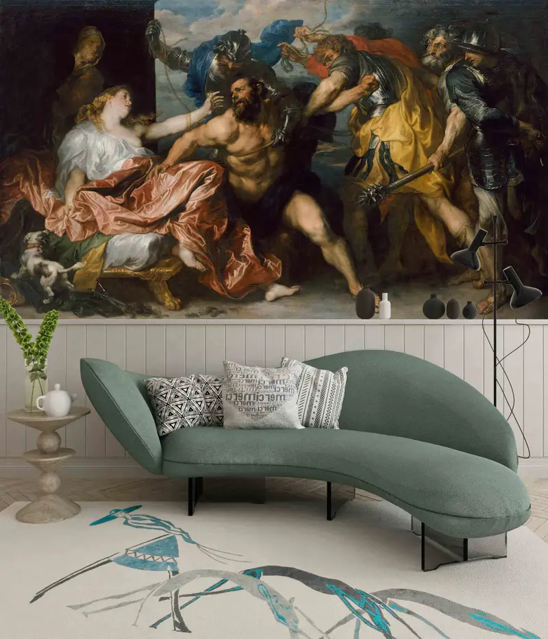 Van Dyck Wandmalerei, Reproduktionssandpapier, Samson und Delilah Wandaufkleber, benutzerdefinierte Handpapier, Ölwanddruck, Raumwanddekoration, - 5