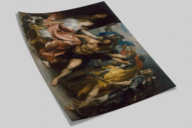 Van Dyck Wandmalerei, Reproduktionssandpapier, Samson und Delilah Wandaufkleber, benutzerdefinierte Handpapier, Ölwanddruck, Raumwanddekoration, - 7