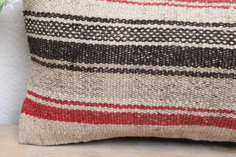Turkish Pillow, Bolster Throw Cushion Cover, Pillow, 8x16 Beige Pillow, Toss Cushion, Bed Pillow, Handmade Kilim Cushion, Turkish Kilim Pillow - 3
