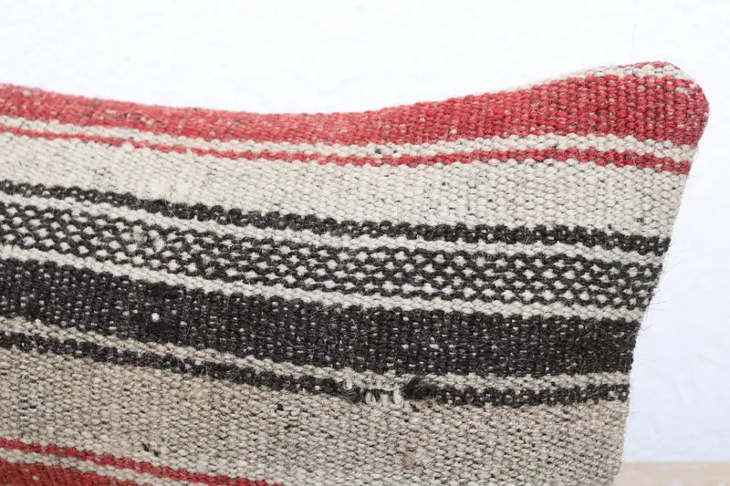 Turkish Pillow, Bolster Throw Cushion Cover, Pillow, 8x16 Beige Pillow, Toss Cushion, Bed Pillow, Handmade Kilim Cushion, Turkish Kilim Pillow - 5
