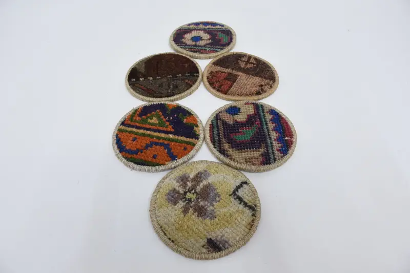 Bohemian Red & Bronze Round Coaster, Unique Bohemian Coaster