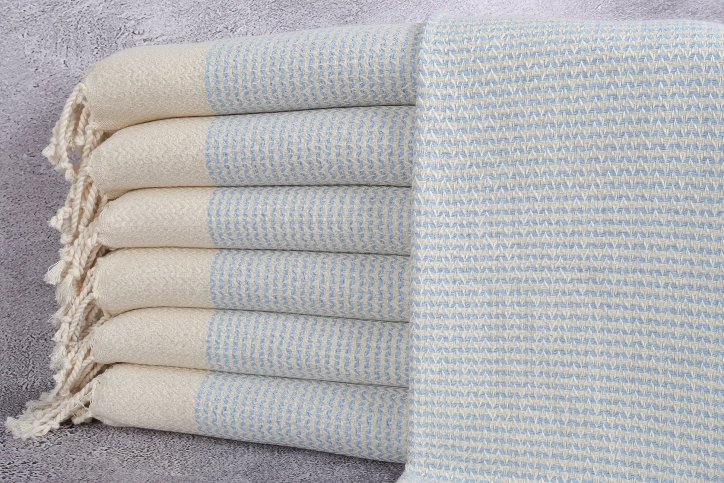 Hand Towel Diamond Blue Organic Cotton, 20x40 Inches - 1