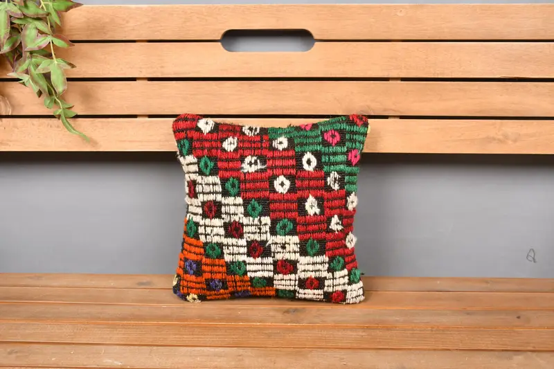 Pillow Case, Kilim Cushion Sham, 12x12 Red Pillow, Handwoven Pillow Cover Pillow Cover, Throw Kilim Pillow, Turkish Kilim Pillow - 6