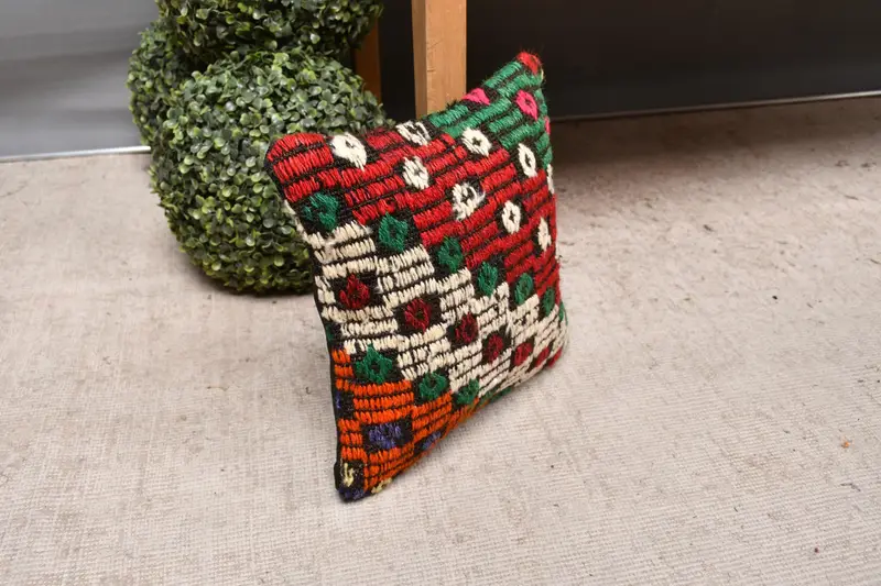 Pillow Case, Kilim Cushion Sham, 12x12 Red Pillow, Handwoven Pillow Cover Pillow Cover, Throw Kilim Pillow, Turkish Kilim Pillow - 7