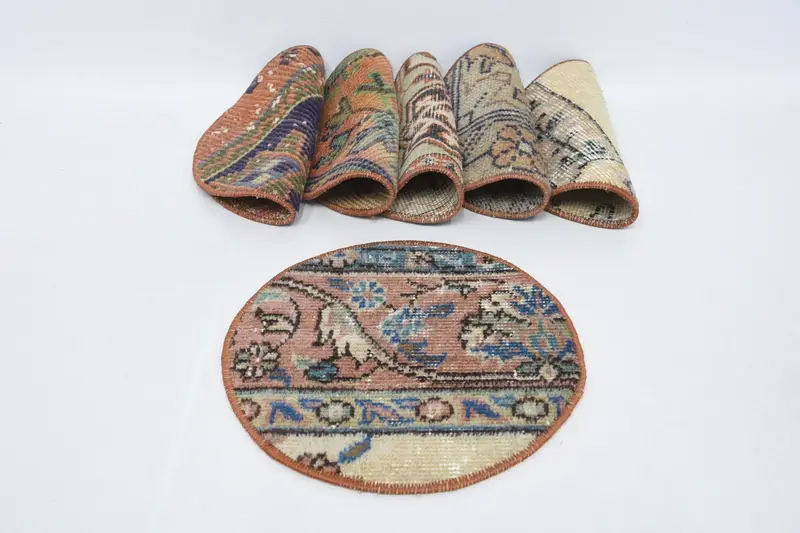 Tapetes Kilim verdes y bronce, tapetes de alfombra de lana de 12x12 pulgadas