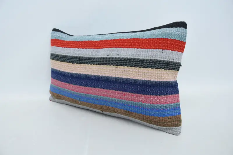 Vintage Kilim Pillow Cushion Case, Vintage Pillow, Turkish Pillow, Pillow for Sofa, Cushion, 12x20 Blue Cushion Cover, Custom Cushion Cover - 4
