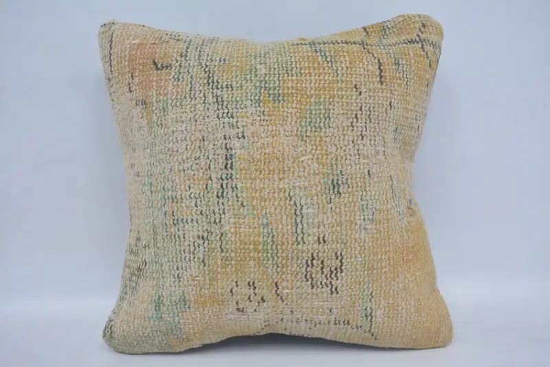 Kilim Pillow Cover, Ethnical Kilim Rug Pillow, Ethnic Throw Pillow, 14x14 Beige Cushion, Decorative Pillow Sham, Cushion Case, Kilim Pillow - 1