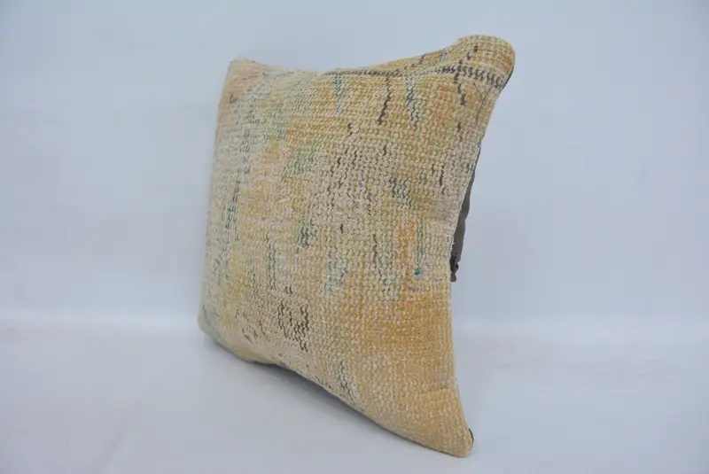Kilim Pillow Cover, Ethnical Kilim Rug Pillow, Ethnic Throw Pillow, 14x14 Beige Cushion, Decorative Pillow Sham, Cushion Case, Kilim Pillow - 4