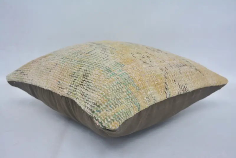 Kilim Pillow Cover, Ethnical Kilim Rug Pillow, Ethnic Throw Pillow, 14x14 Beige Cushion, Decorative Pillow Sham, Cushion Case, Kilim Pillow - 6