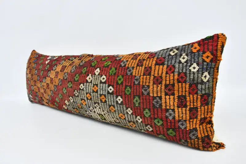 Handmade Kilim Cushion, Cushion, Home Decor Pillow, 16x48 Red Pillow Case, Sustainable Pillow Cover, Kilim Pillow, Accent Throw Cushion Cover - 4