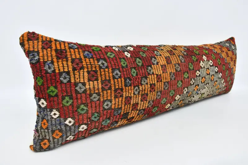Handmade Kilim Cushion, Cushion, Home Decor Pillow, 16x48 Red Pillow Case, Sustainable Pillow Cover, Kilim Pillow, Accent Throw Cushion Cover - 3