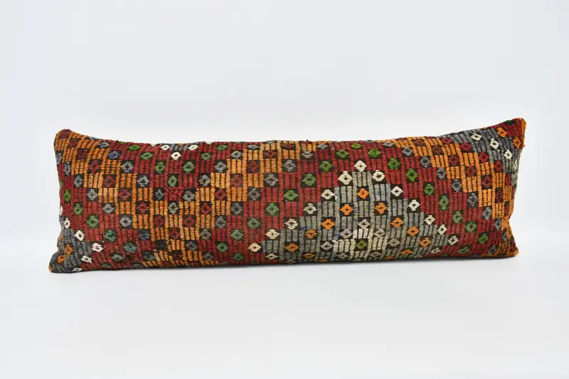 Handmade Kilim Cushion, Cushion, Home Decor Pillow, 16x48 Red Pillow Case, Sustainable Pillow Cover, Kilim Pillow, Accent Throw Cushion Cover - 1