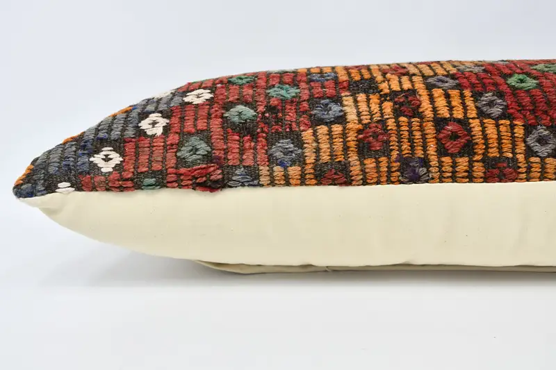 Handmade Kilim Cushion, Cushion, Home Decor Pillow, 16x48 Red Pillow Case, Sustainable Pillow Cover, Kilim Pillow, Accent Throw Cushion Cover - 5